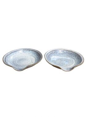 Southern Living Set of 2 Spoon Rests Blue Stoneware Farmhouse Cottagecore